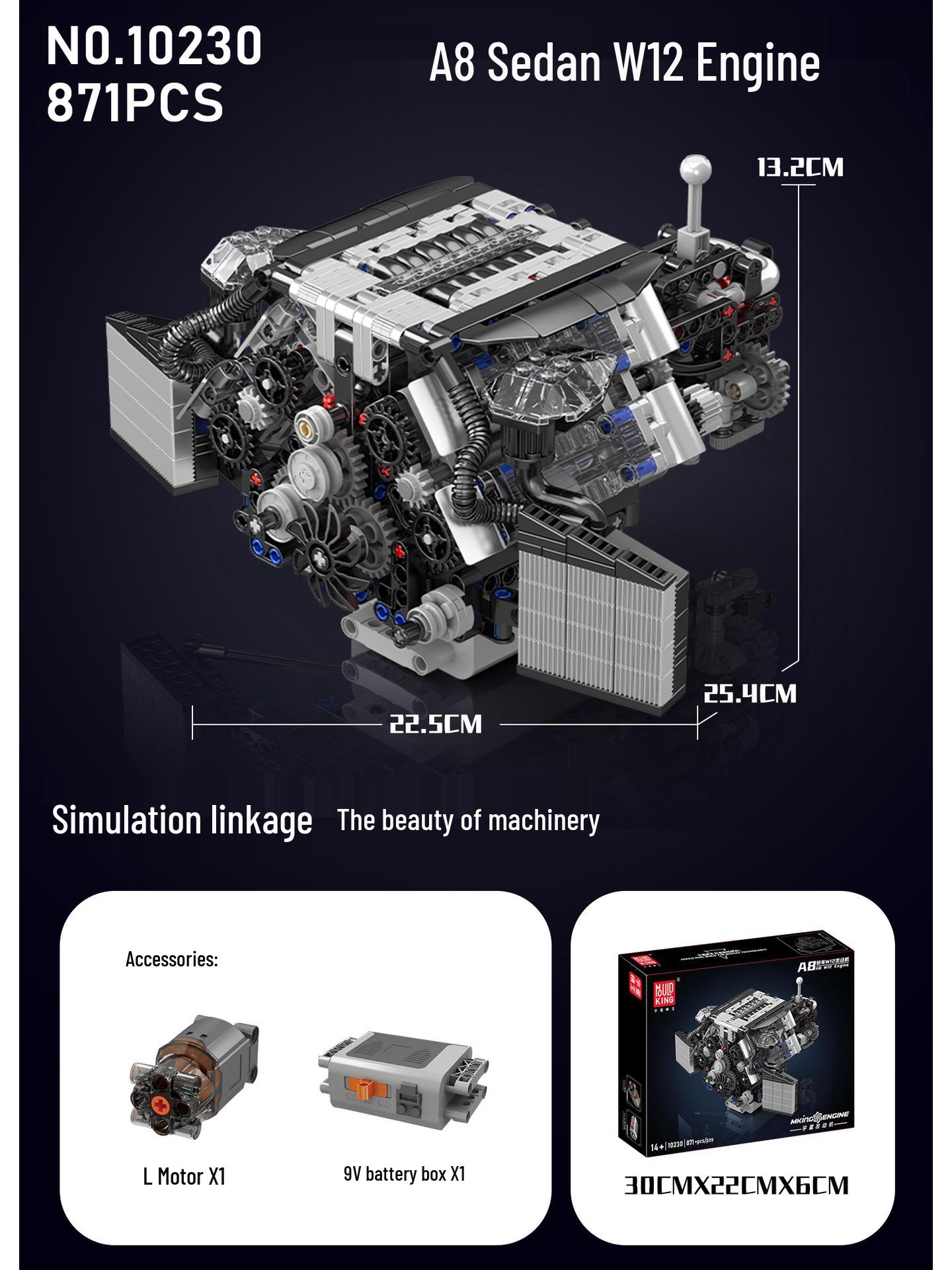 Yuxing Model King 10230 V8 Sedan Engine Block Assembly Toy
