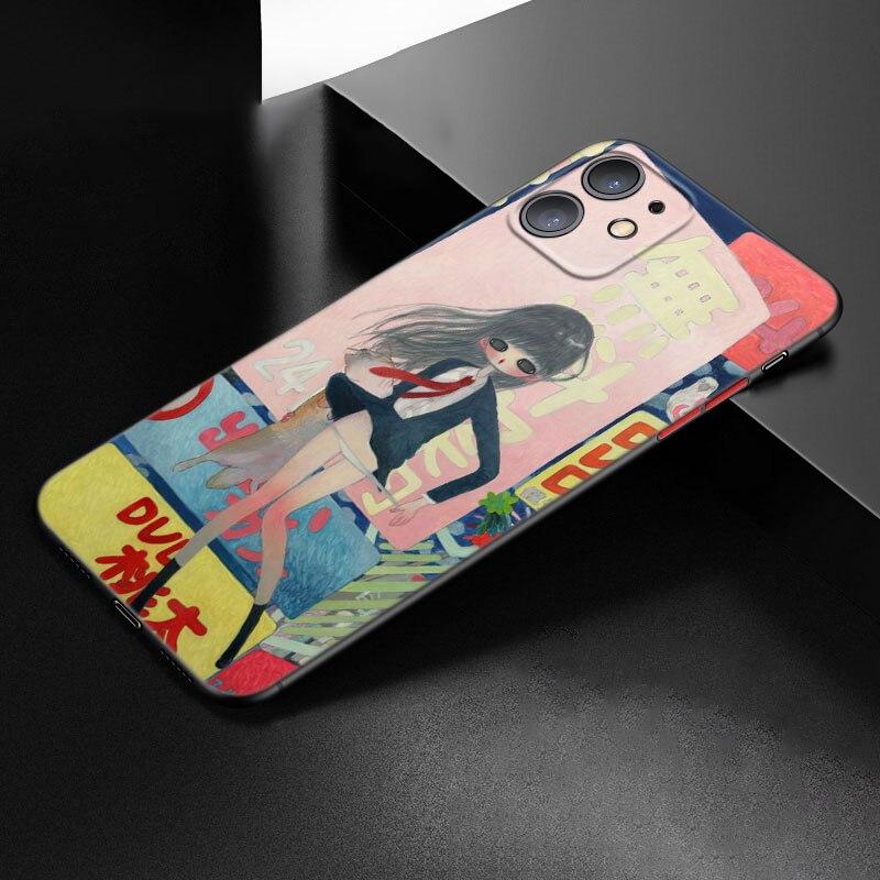 Aya Takano Phone Case For Apple iPhone 12 13 Mini 11 Pro Max XR X XS MAX 8 7 6S 6 Plus SE 5S 5 2020 Soft TPU Black Cover