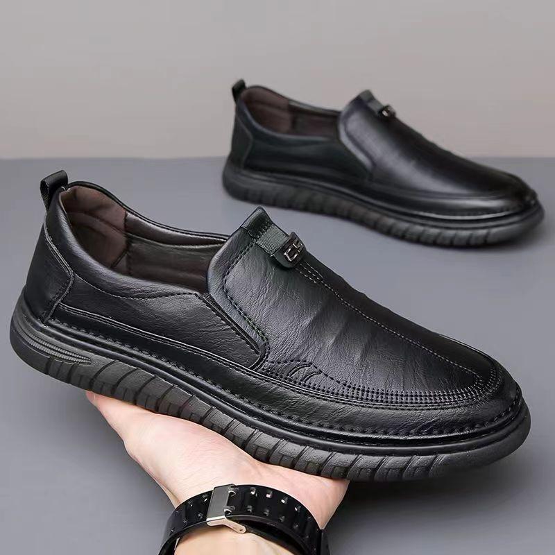 Herren Frühling und Herbst Lässige Rundkopf Atmungsaktive Lederschuhe Bequeme Schuhe Slipper Hochzeitsschuhe Täglich Herren Weiche Sohle Freizeitschuhe