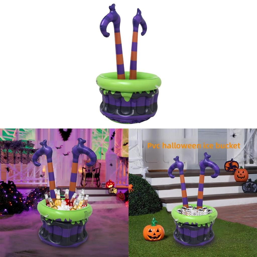 Inflatable Pvc Witch Ice Bucket For Halloween With Cold Drink Dispenser Toy