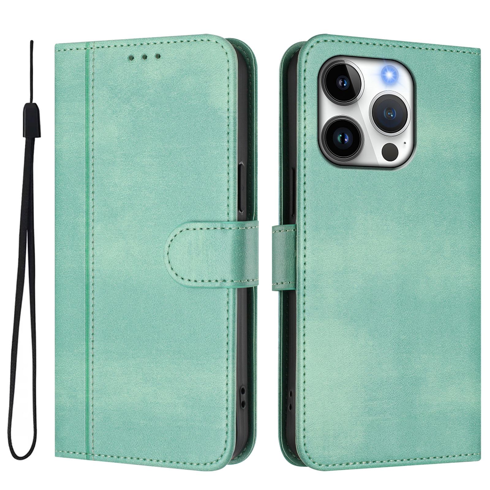 

For iPhone 16 Pro Cases Wallet Stand Retro Texture Leather Phone Cover with Lanyard A
