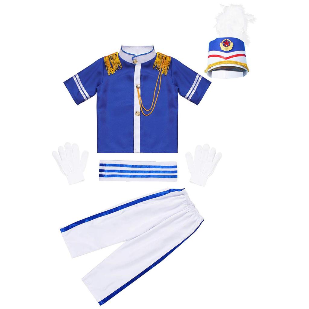 Amerykański strój perkusisty Dzieci Dziewczynki Chłopcy Strój Brytyjskiej Gwardii Królewskiej Kostium Królowej Księcia Gwardzisty Mundur Wojskowy Przebranie Strój Orkiestry Marszowej