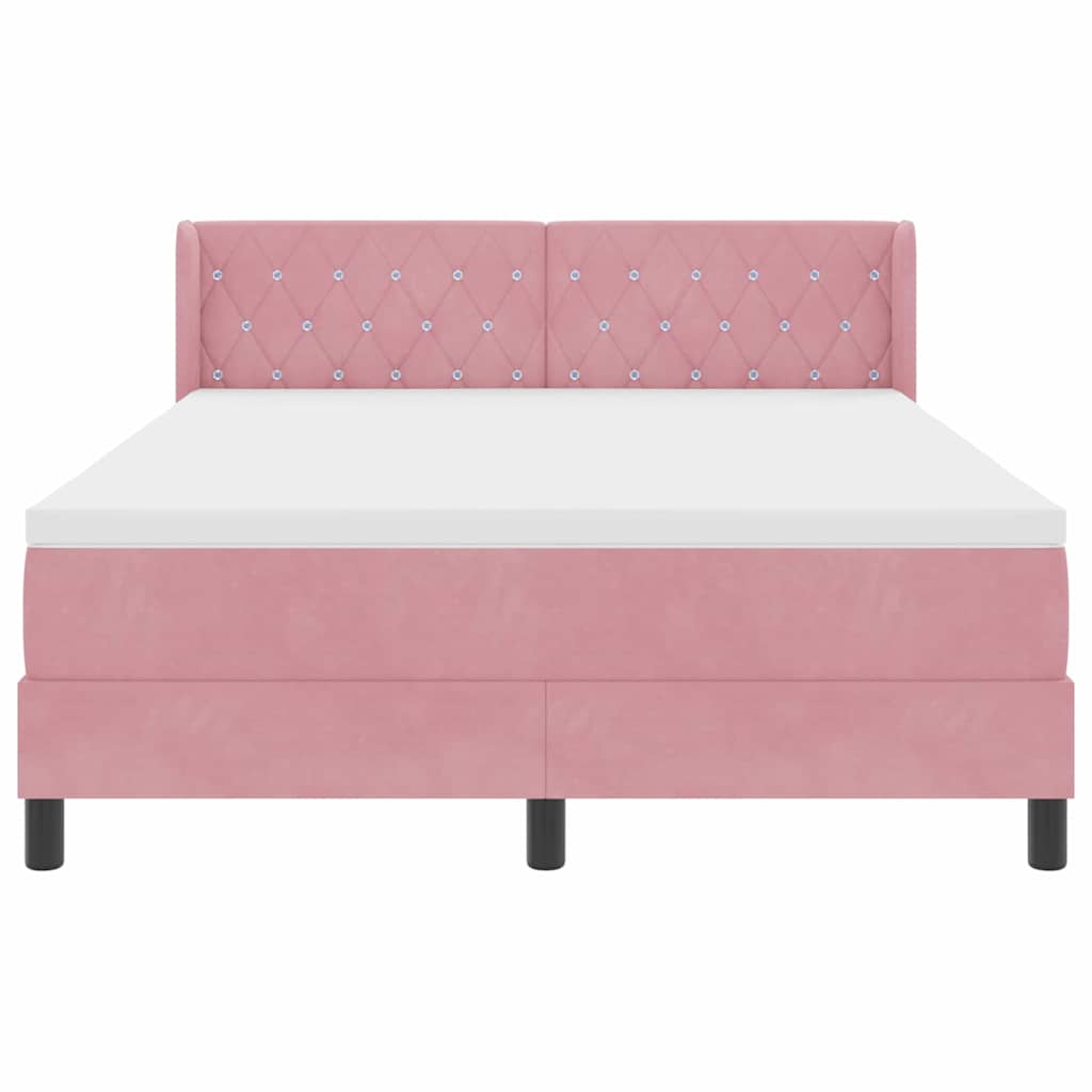 Box Spring Bed with Headboard Pink 200 x 140 cm Velvet