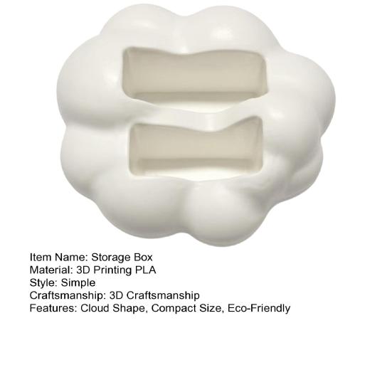 Storage Box, 3D Printed One-Piece Molding Storage Container with Double Slot Design, Cloud Shape Remote Holder Holds Two Remote Controls