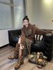 Cowhide Version Boots, Long Boots, Women's Thick Soles, Popular This Year, Maillard Western Cowboy Boots, Retro Knight Boots