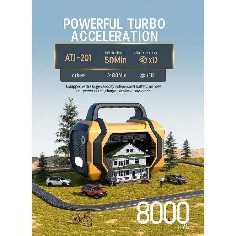 6 in 1 Car Jump Starter 15V with LED SOS Light Air Pump Portable High Pressure Air Compressor For Car/Motorcycle/ Bicycle.