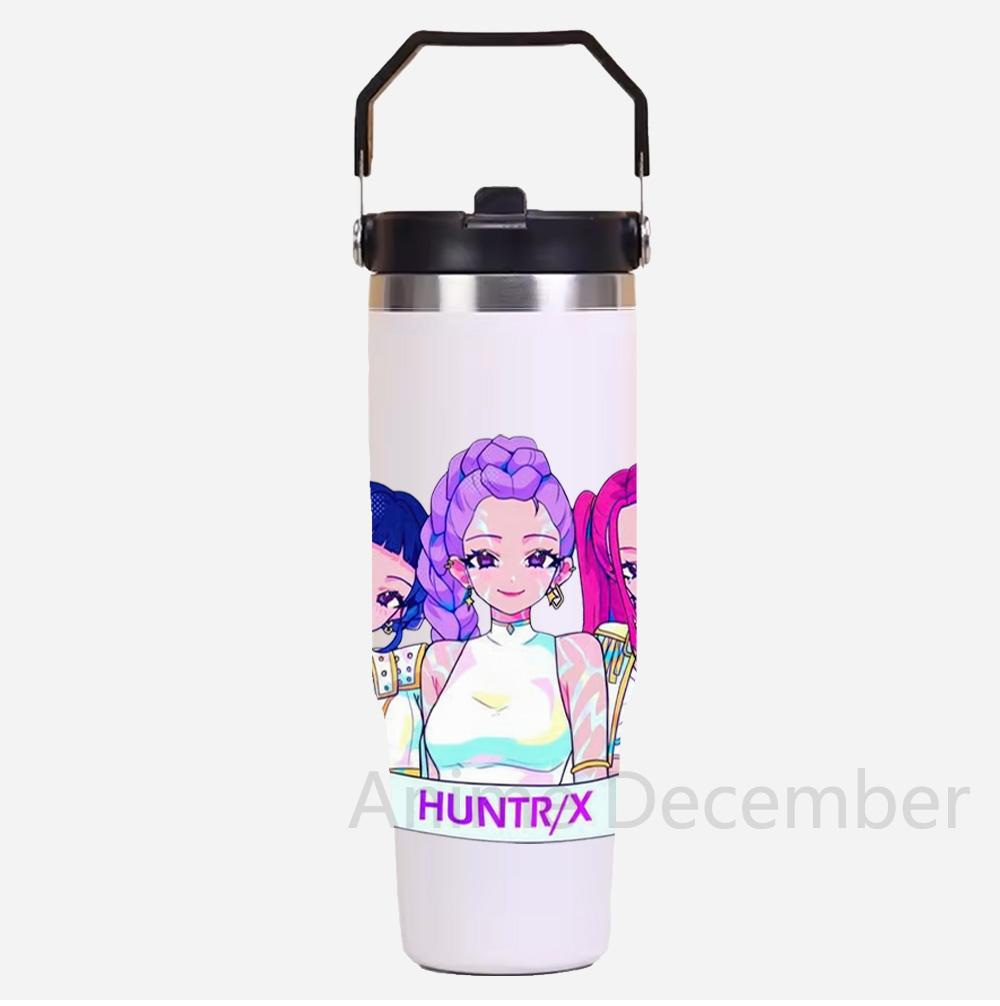30Oz Anime K-Pop American Simple Solid Color Stainless Steel Thermos Portable Car Easy To Carry Water Cup Thermal Insulation Cold Ice Cup