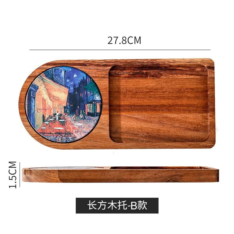 Japanese Solid Wood Tray Afternoon Tea Cake Small Meal Plate Dim Sum Snack Wood Tableware Household Bread Dessert