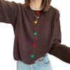 Color button design sense knitted cardigan spring new versatile solid color sweater top coat women