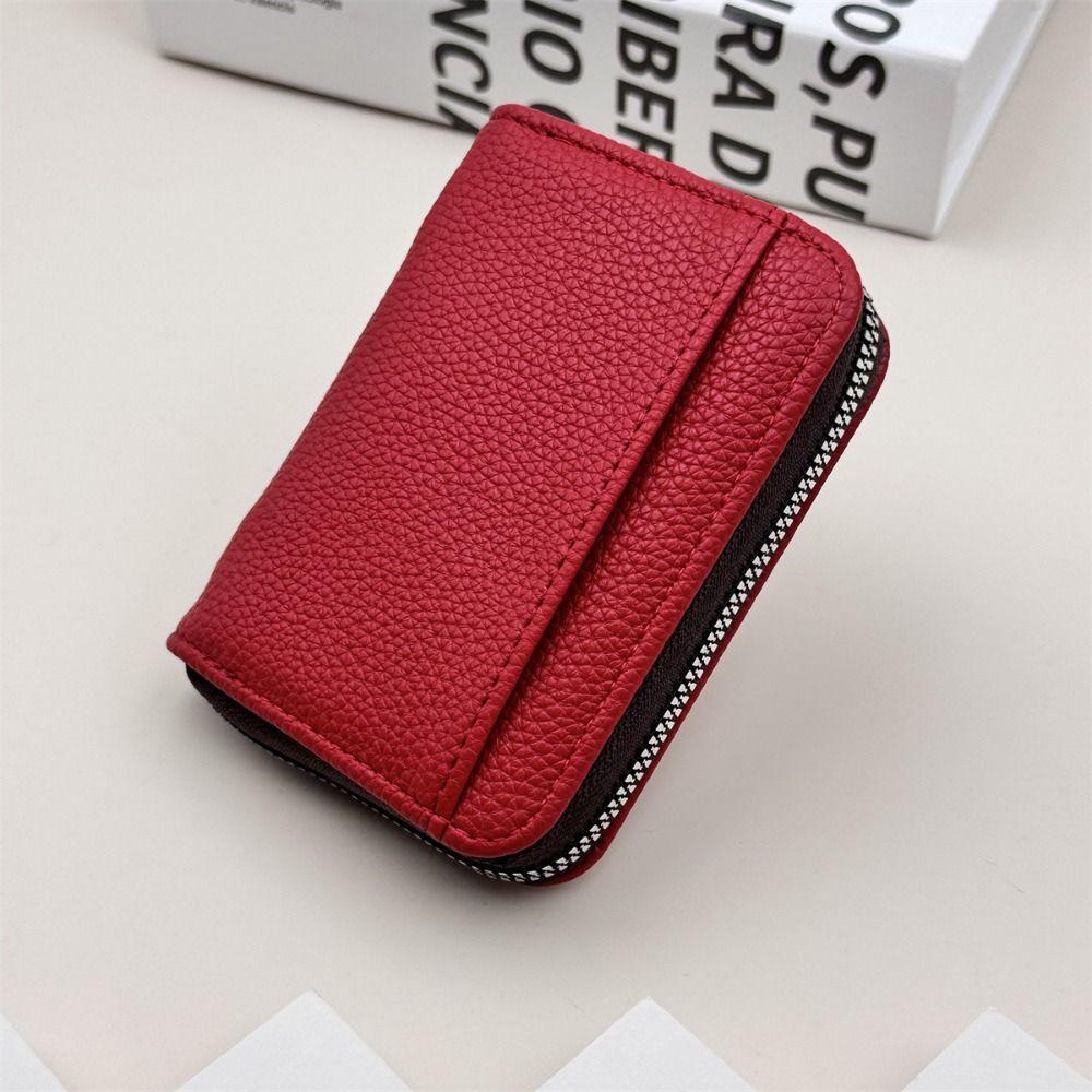 Solid Color Credit Cards Holder PU Leather Mini Coin Pocket Multifunctional Zipper Coin Purse  IDs