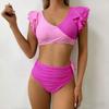 Women S High Waist Ruffled Split Bikini Swimwear For Vacation
