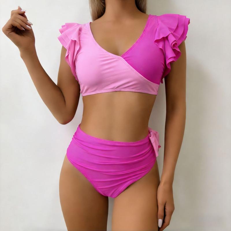 Women S High Waist Ruffled Split Bikini Swimwear For Vacation
