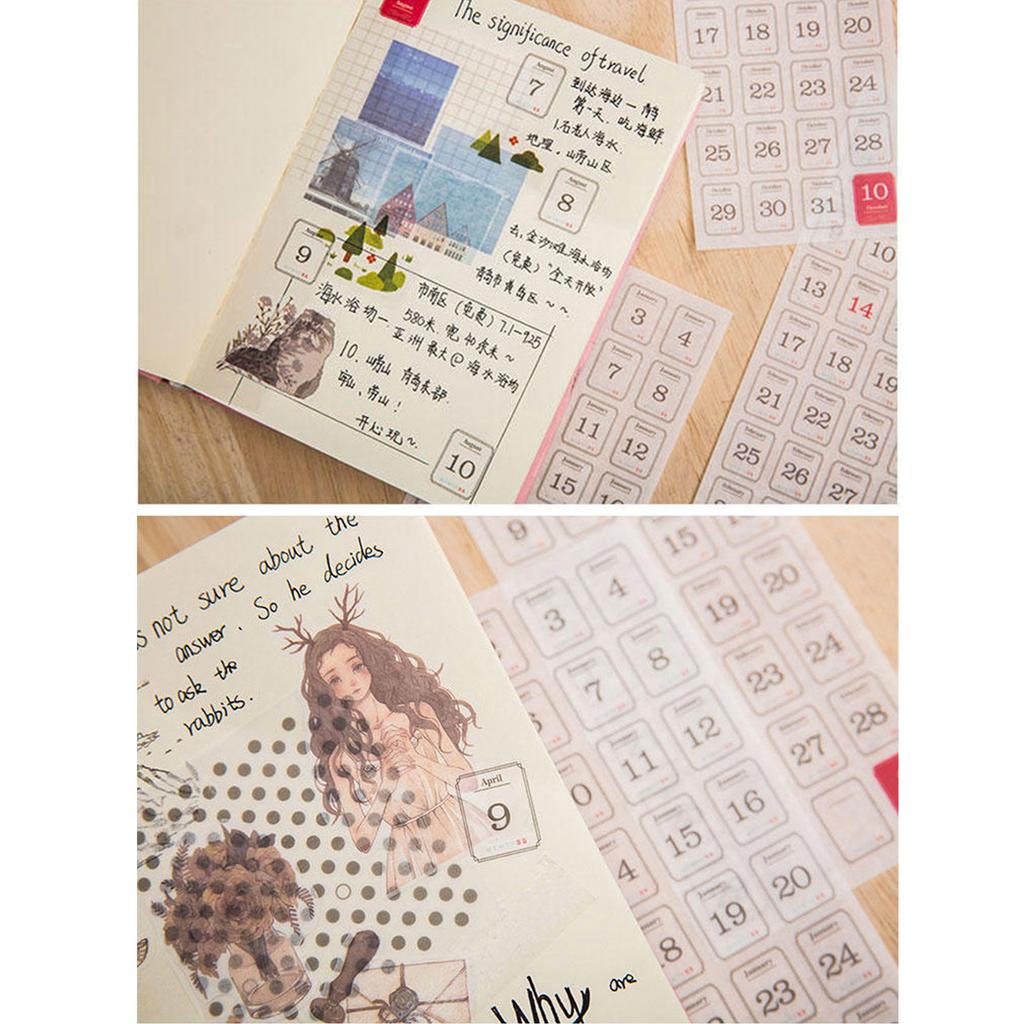 12 Sheets 365 Daily Planner Numbers Sticker 12 Month Planner Date Sticker Calendar Sticker Decorative Planner Sticker