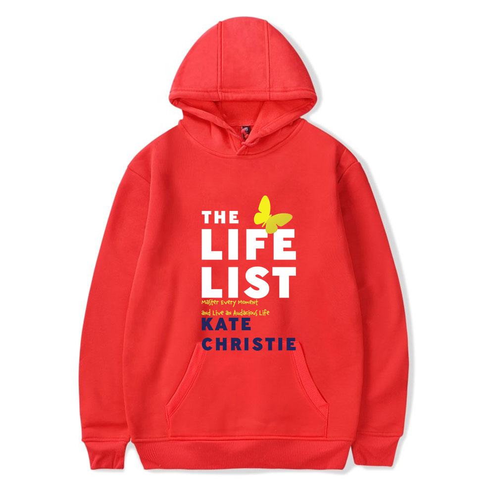 

Fashion Men Women Hoodie Streetwear Harajuku Casual The Life List Printed Hooded Pullover Sweatshirts XXS червоний
