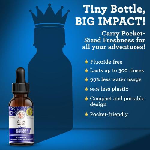 GuruNanda Concentrated Mouthwash, Helps with Bad Breath, Promotes Teeth Whitening, Made with 100% Natural Essential Oils, 1 Bottle Equals 300 Rinse, F