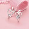 925 Sterling Silver Heart Shape AAA Zircon Pierced Earrings Wedding Jewelry