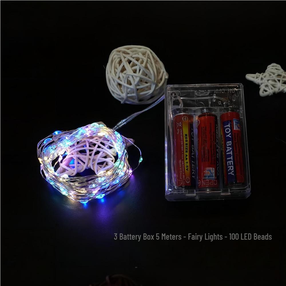 Bobo Ball 5m LED String Lights: 100 Beads, Encrypted Battery Box, Copper Wire for Festive Christmas Decoration