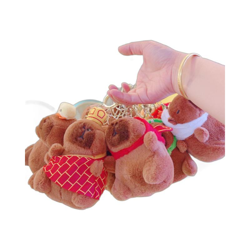 Little Red Book Capybara & Guinea Pig Plush Keychain Ornament