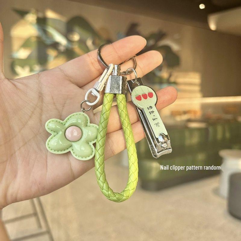 Dopamine Colorful Flower Keychain Set: Girlish Heart Charm, Nail Clipper, Ear Pick Accessories