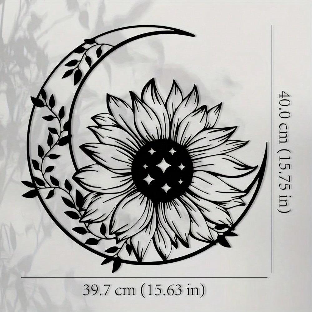 1pc Sunflower Metal Wall Art 15.7x15.6 Inch Iron Sculpture for Home Patio Balcony Decor Gift