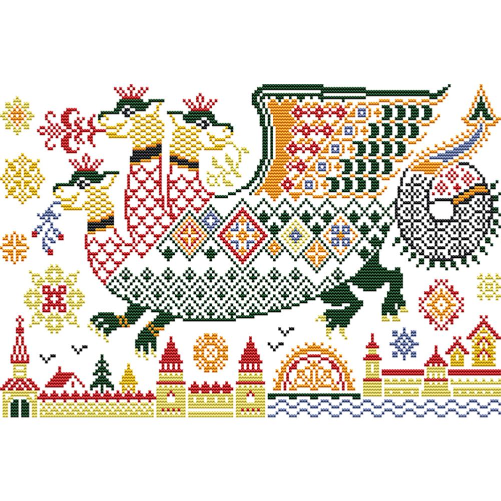 

Частичная вышивка Эко-хлопковая нить 14CT Печатный тотемный набор для вышивки крестом 42x27см