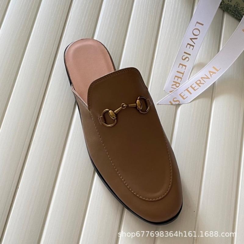 Diese G-Familie Pferdetitel Schnalle Tasche Kopf Halb-Schlepper Damen Freizeitkleidung Faul Muller Schuhe Vielseitig Ein-Pedal Kleine Lederschuhe