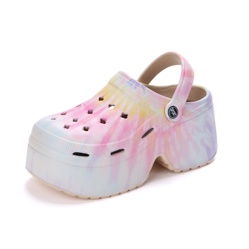 

Шлепанцы на платформе и высоком каблуке, сабо, женская обувь, летние пляжные массивные сандалии, дизайнерские повседневные шлепанцы, туфли-лодочки, женские шлепанцы 39-40 разноцветный