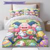 Cute Easter Egg Pattern Bedding Quilt Set Quilt Cover Pillowcase Home Decoration Birthday Gift (1 * Duvet Cover + 2 * Pillowcase, Without Core)