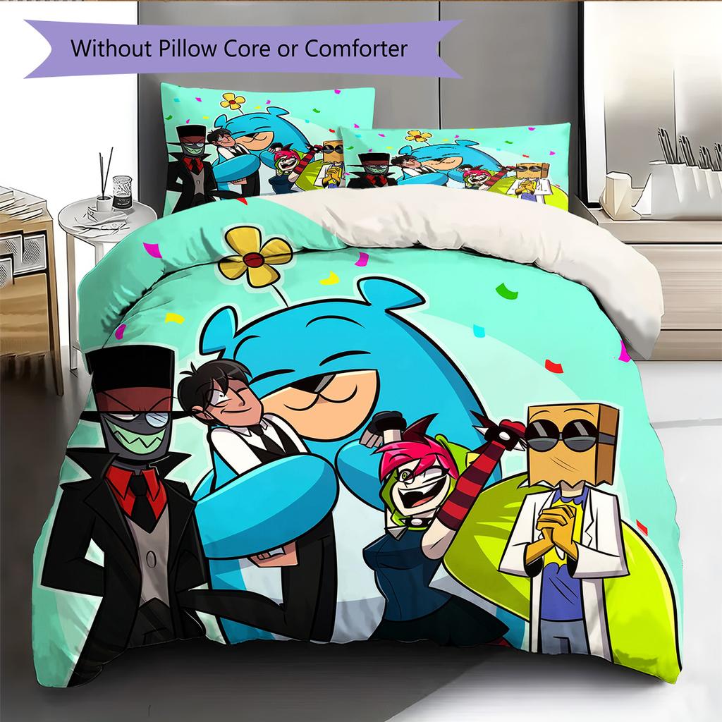 Black Hat Pattern Bedding Quilt Set Home Decoration Gift (1 * duvet cover + 2 * pillowcase without core)