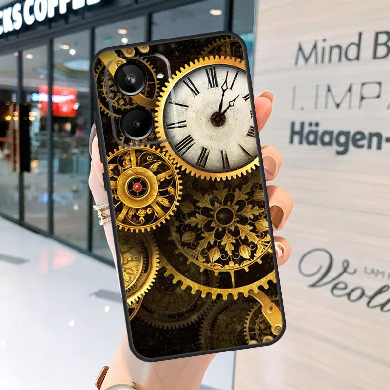 Steampunk Style Gears Levers Engine Case For Realme 15 Pro 12 11 13 14 Pro Plus GT6 GT7 C55 C51 C53 C25 C63 C61 C65 C67 C71 C75