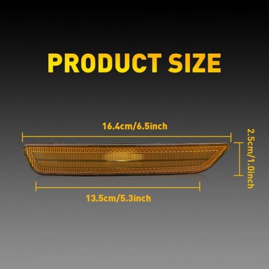 For 2010-2014 Ford Mustang Front Bumper Side Marker Light Housings Amber Covers