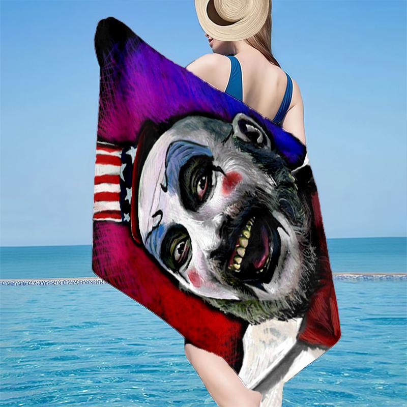 Horror Clown Laughing Beach Towel, Super Soft Microfiber, Gift for Her/Him, Birthday, for Pool, Beach, Travel, Home Decor Fan gifts