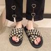 Shoes for Women 2024 Platform Outside Sandals Black Summer Thick Slides Rubber Woman Slippers Height Non Slip On Promotion 39 W