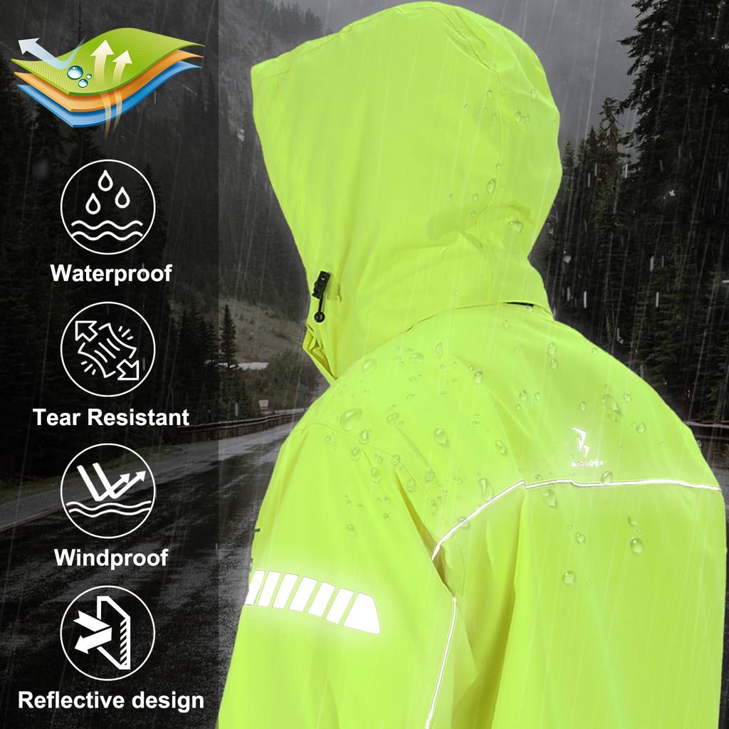 Burjosy Rain Suit and with Storage Perfect for Rainy Season Activities Like and Camping Men's Set, Waterproof, Windproof, Reflective, Breathable,