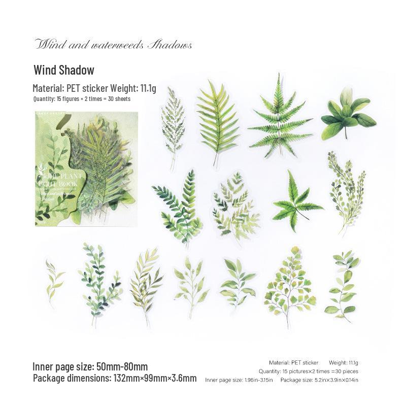Sugar Poetry Plant Light Scenery Sticker Pack: Fresh Style for Children's Journals, DIY Decor, and Collage Projects.