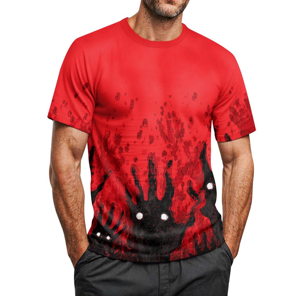 Herre Halloween Trykket Rund Hals Raglan Kort Ermet Topp T-skjorte