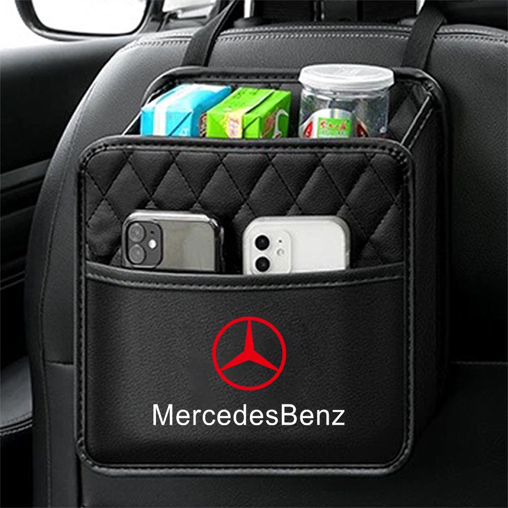 Car Emblem Styling Leather Storage Bag Auto Seat Hanging Organizer Accessories For Mercedes Benz AMG W211 W203 GLC GLA GLK Smart