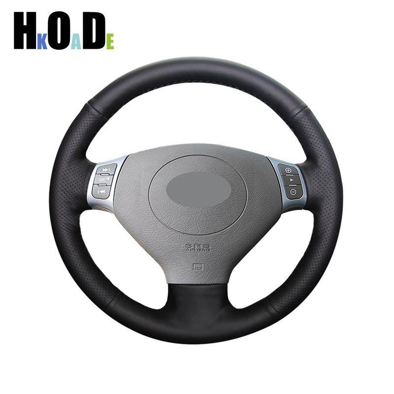 Black  Leather Hand-stitched Car Steering Wheel Cover For Chery Tiggo 2007 - 2009