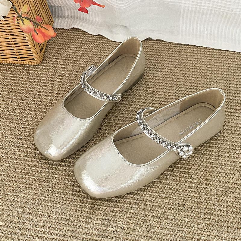 

Сладкое слово в стиле балета, туфли-лодочки Мэри Джейн с неглубоким вырезом и стразами, женская летняя новая модель 2025 года, красивая юбка 40 шампанского