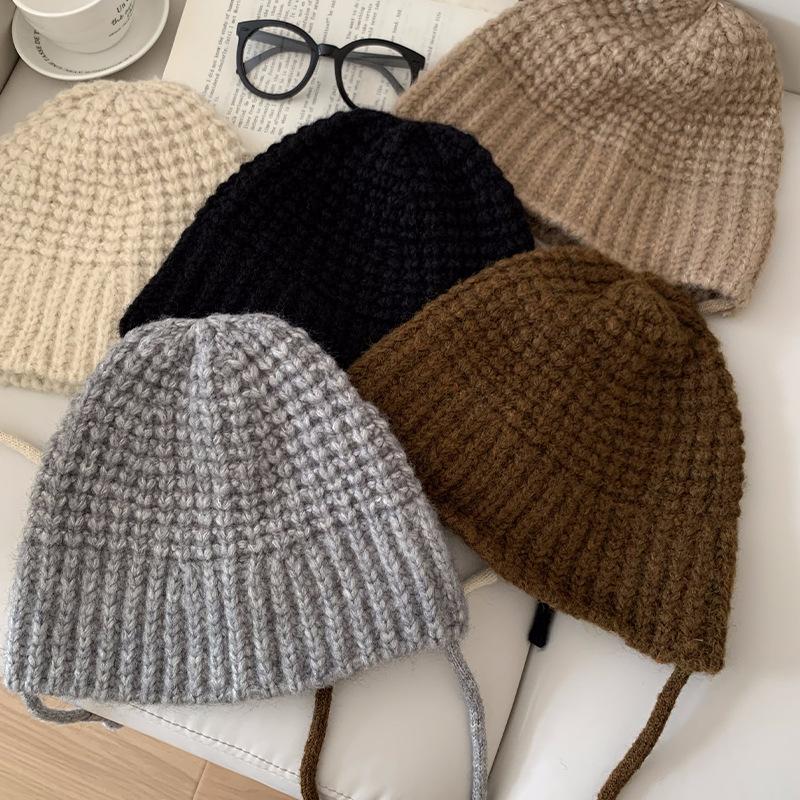 Maillard Knitted Hat Women's Autumn and Winter Large Head Circumference Korean Style Warm Woolen Hat Fisherman Hat Loose and Small Face