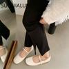Fashion SUOJIALUN 2025 Summer New Women Mary Jane Shoes Soft Casual  Outdoor Dress Flat Ballet Shoes Round Toe Shallow Slip On Flats