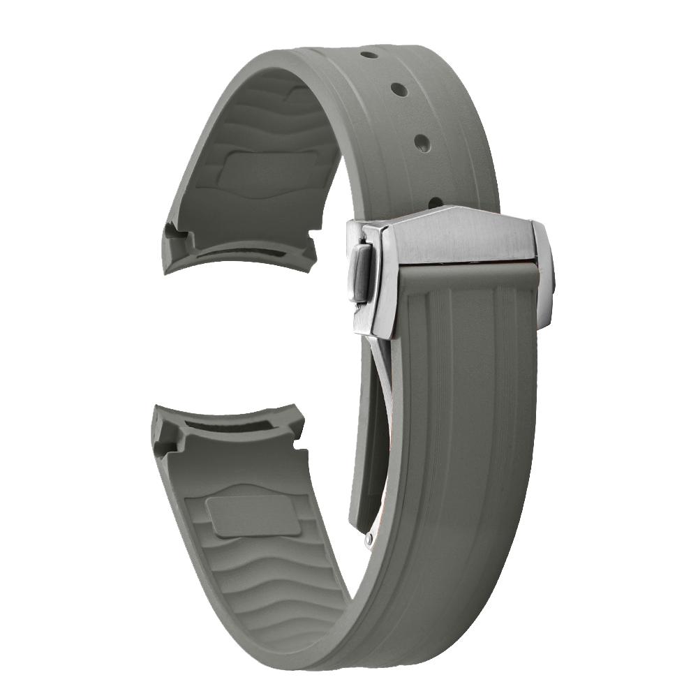 20mm New Soft FKM Fluorous Rubber Curved End For Omega Strap For Seamaster 300 Diving Belt Fold Buckle Replacement Watch Band