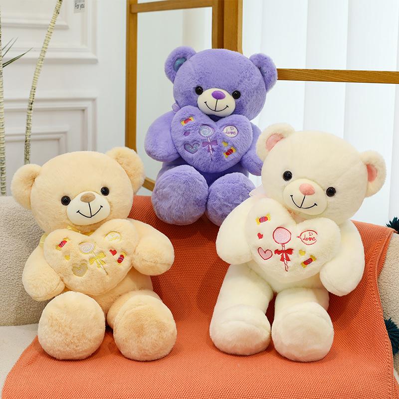 Lollipop hug love big bear plush toy give girlfriend birthday gift ring Valentine's Day throw pillow