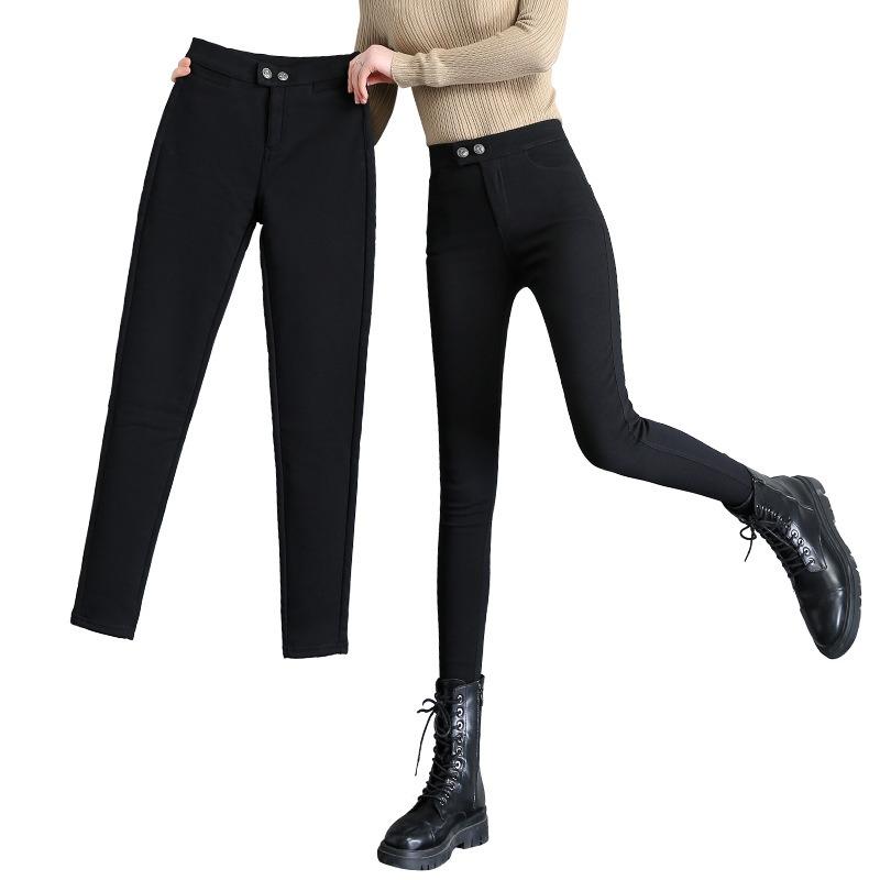 Small Black Pants for Women To Wear Spring New High-waisted Small Men with Thin Feet Magic Pants and Velvet Leggings