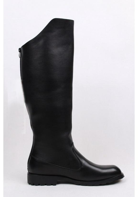 Men's Leather High-Top Riding Boots with Knee Guards - Warm and Stylish Over-the-Knee Motorcycle Boots for Autumn and Winter