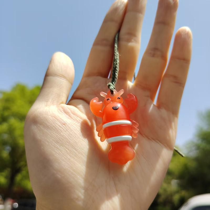 5Pcs Funny Color-Changing Baked Crab Car Pendant Car Decoration Accessories Creative Swing Goose Lobster Keychain Bag Pendant