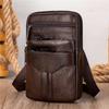 Heren Echte Lederen Crossbody Sling Tas, Compacte Schoudertas met Dubbele Rits en Meerdere Vakken voor Telefoon, Portemonnee, Reisbenodigdheden