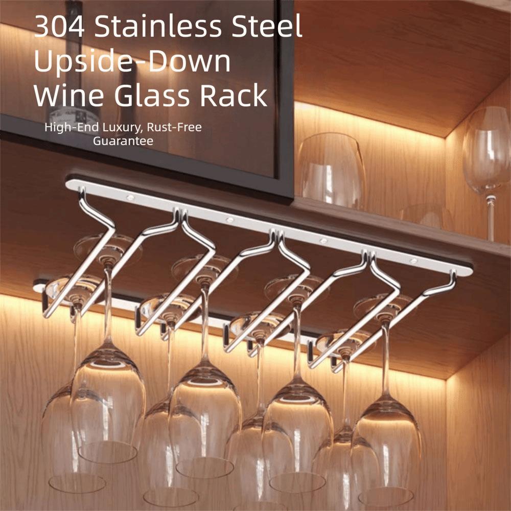 304 Stainless Steel Wine Glass Hanger Inverted Hanging Goblet Cabinet  Household Storage