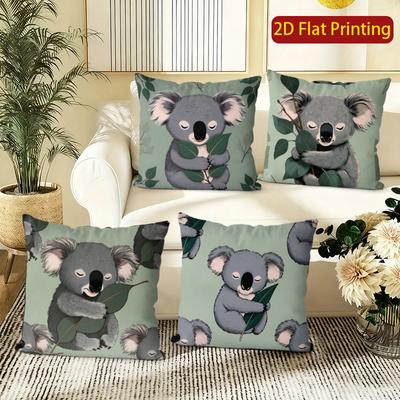 Cute Koala Printed Throw Pillow Cases Home Decor Pattern Cushion Cover Suitable For Sofa Bedroom Car Pillow Cover
