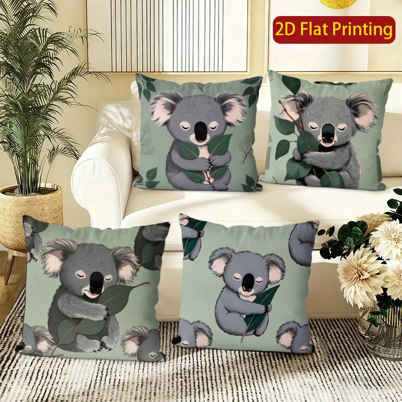 Cute Koala Printed Throw Pillow Cases Home Decor Pattern Cushion Cover Suitable For Sofa Bedroom Car Pillow Cover